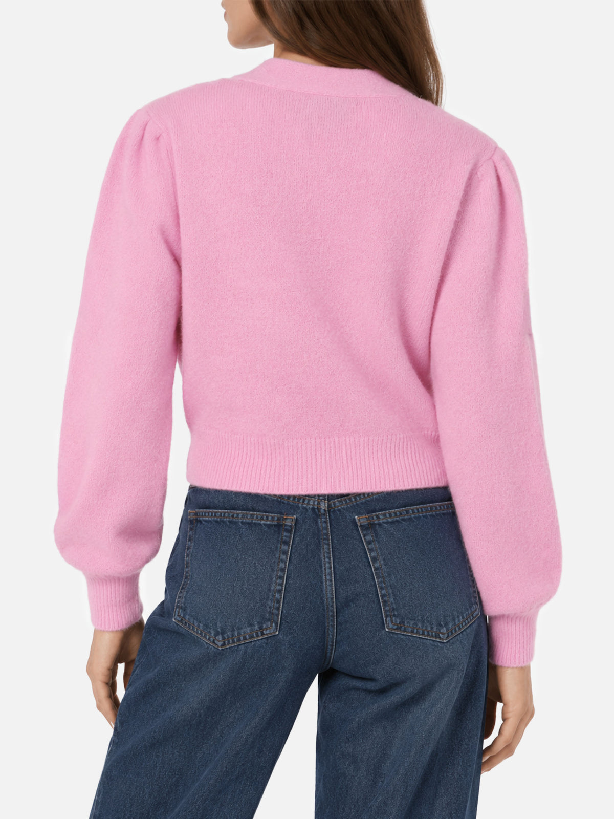 Lyza Soft cropped cardigan with crochet hearts