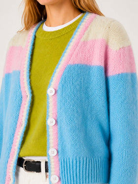 Kurz geschnittener Cardigan aus gebürstetem Strick mit Puffärmeln 