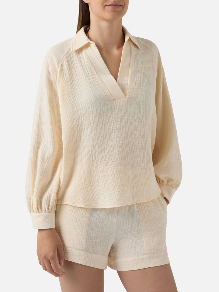 Beige cotton muslin Maira blouse