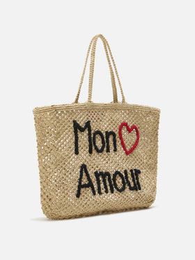Mon Amour jute bag with handcrafted embroidery
