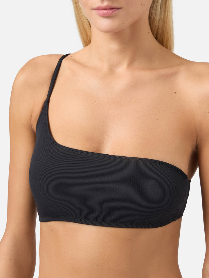 Black ribbed one shoulder bralette Macy