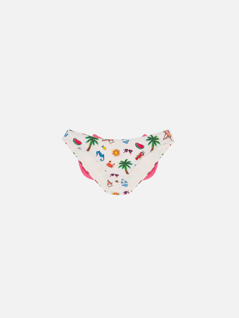 Madame swim briefs with bow and summer sketch print