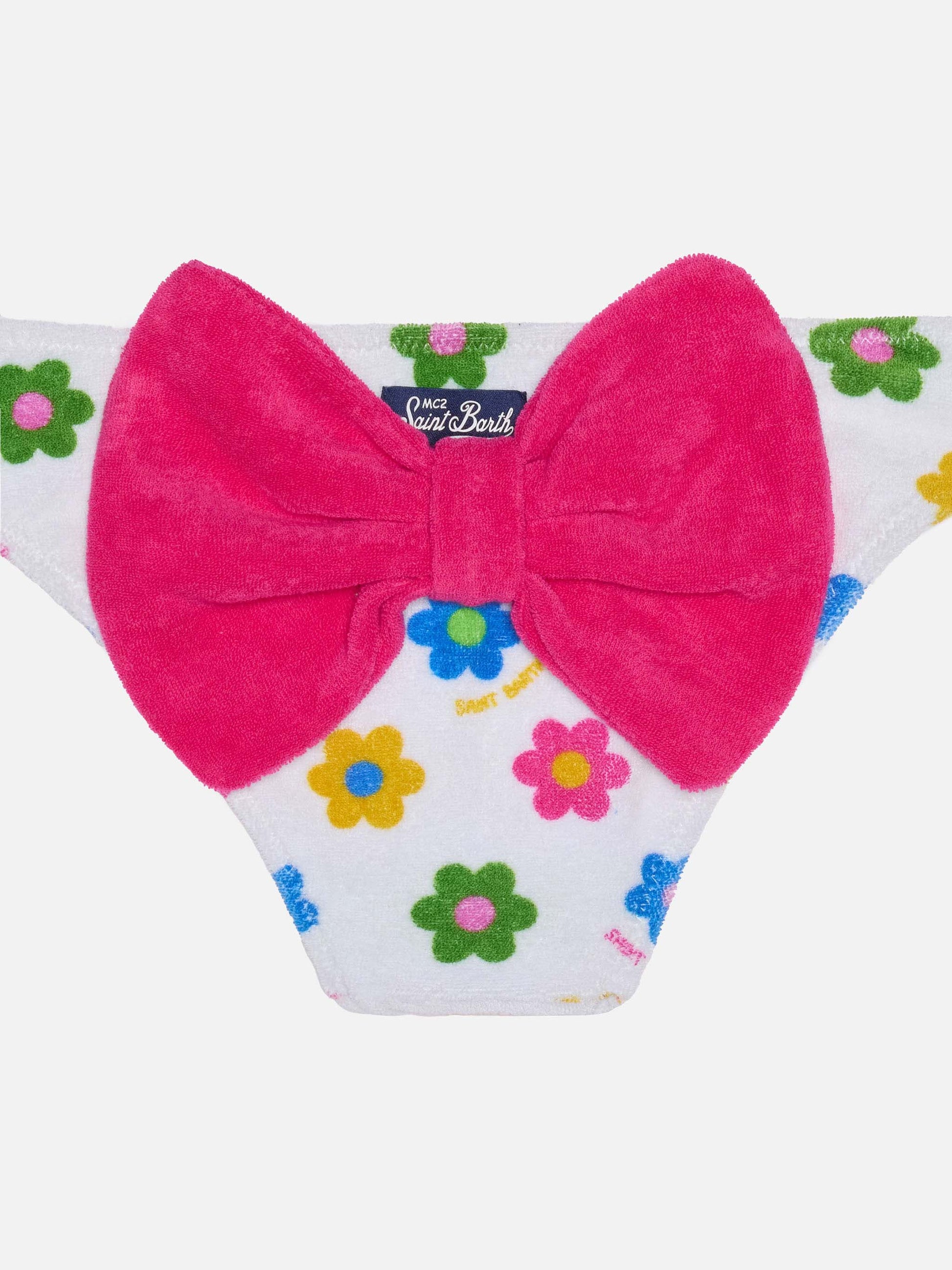 Girl terry swim briefs with daisy print - MC2 Saint Barth