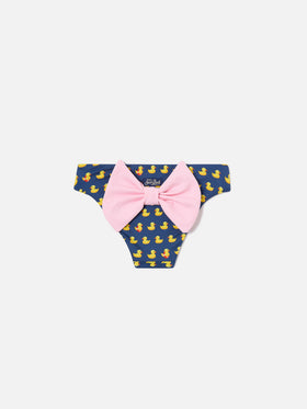Madame swim briefs with ducky print and pink bow