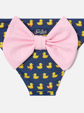 Madame swim briefs with ducky print and pink bow