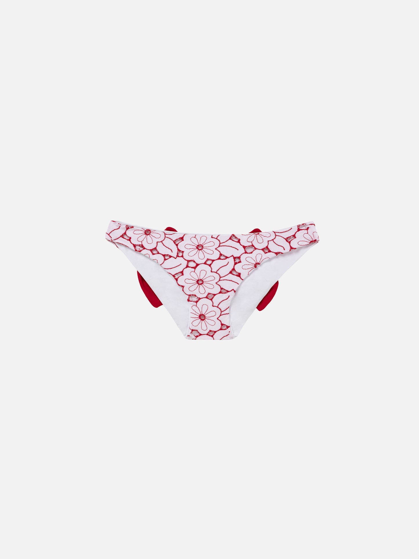 Girl embroidered swim briefs with red bow - MC2 Saint Barth