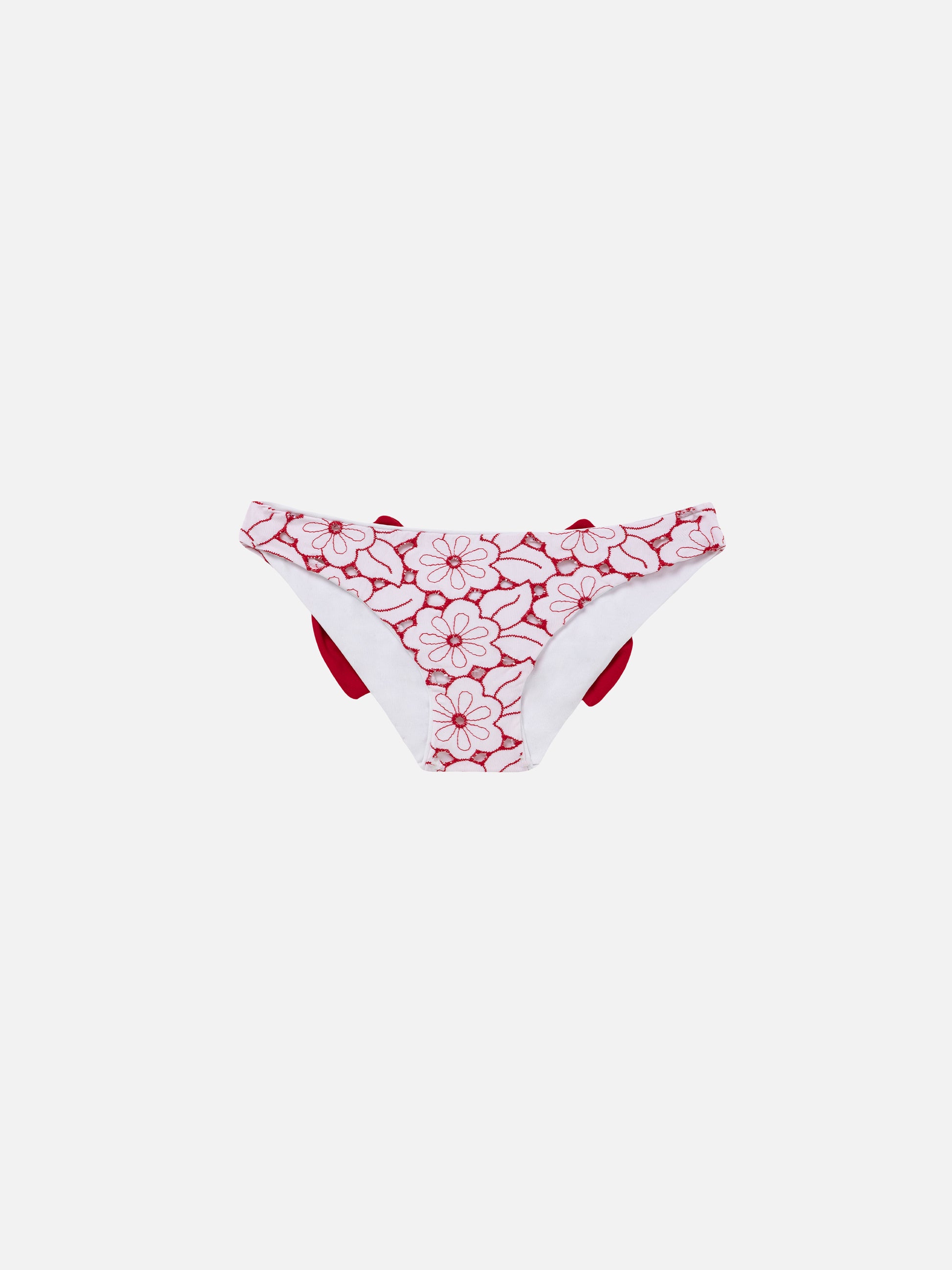 Girl embroidered swim briefs with red bow - MC2 Saint Barth