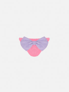 Madame pink crinkle swim briefs with bow