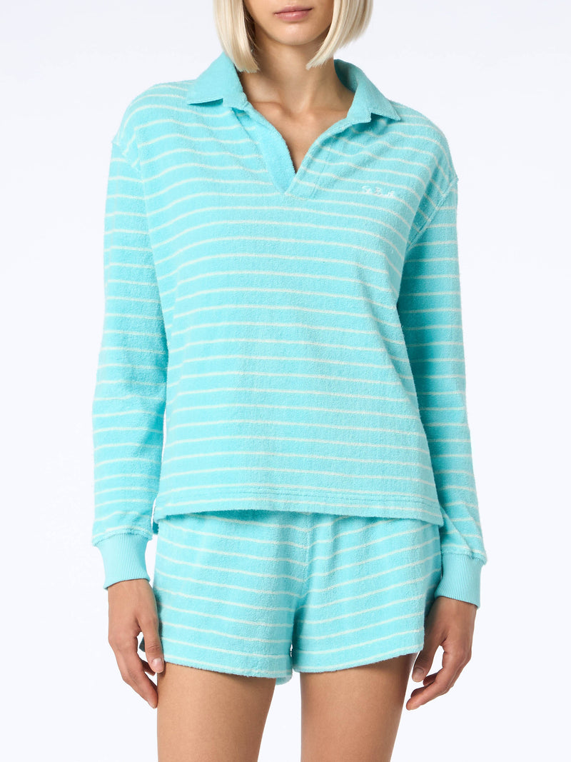 Light blue terry striped sweatshirt Magda