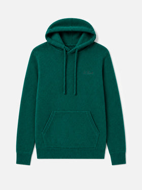 Maglione girocollo Mahony verde scuro in lana d’agnello con ricamo logo