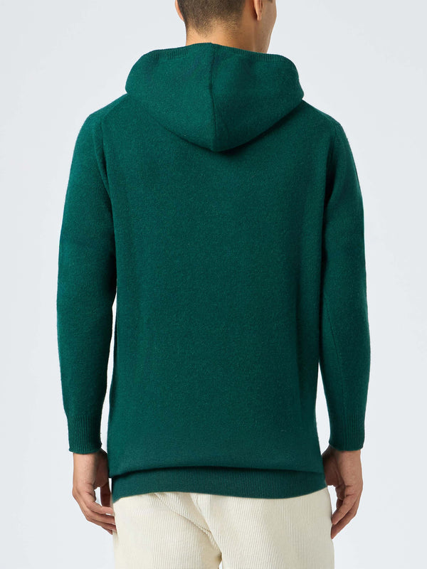 Maglione con cappuccio verde inglese da uomo Mahony