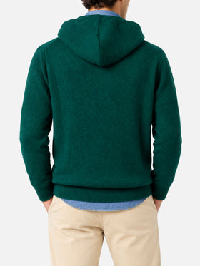 Maglione girocollo Mahony verde scuro in lana d’agnello con ricamo logo