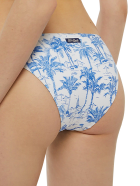 Maia High-Waist-Badeslip mit Toile-de-Jouy-Print