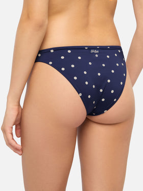 Bikini a triangolo fisso Gaia Maia con slip a vita alta e stampa a pois