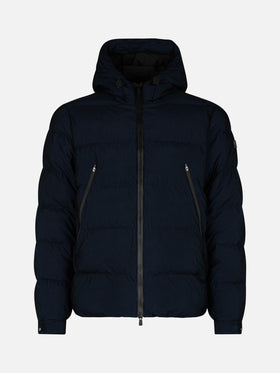 Marineblaue Pufferjacke in Cordoptik mit Kapuze für Herren von Maier