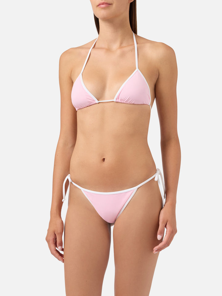 Bikini Leah Marielle rosa chiaro e bianco con bordi a contrasto
