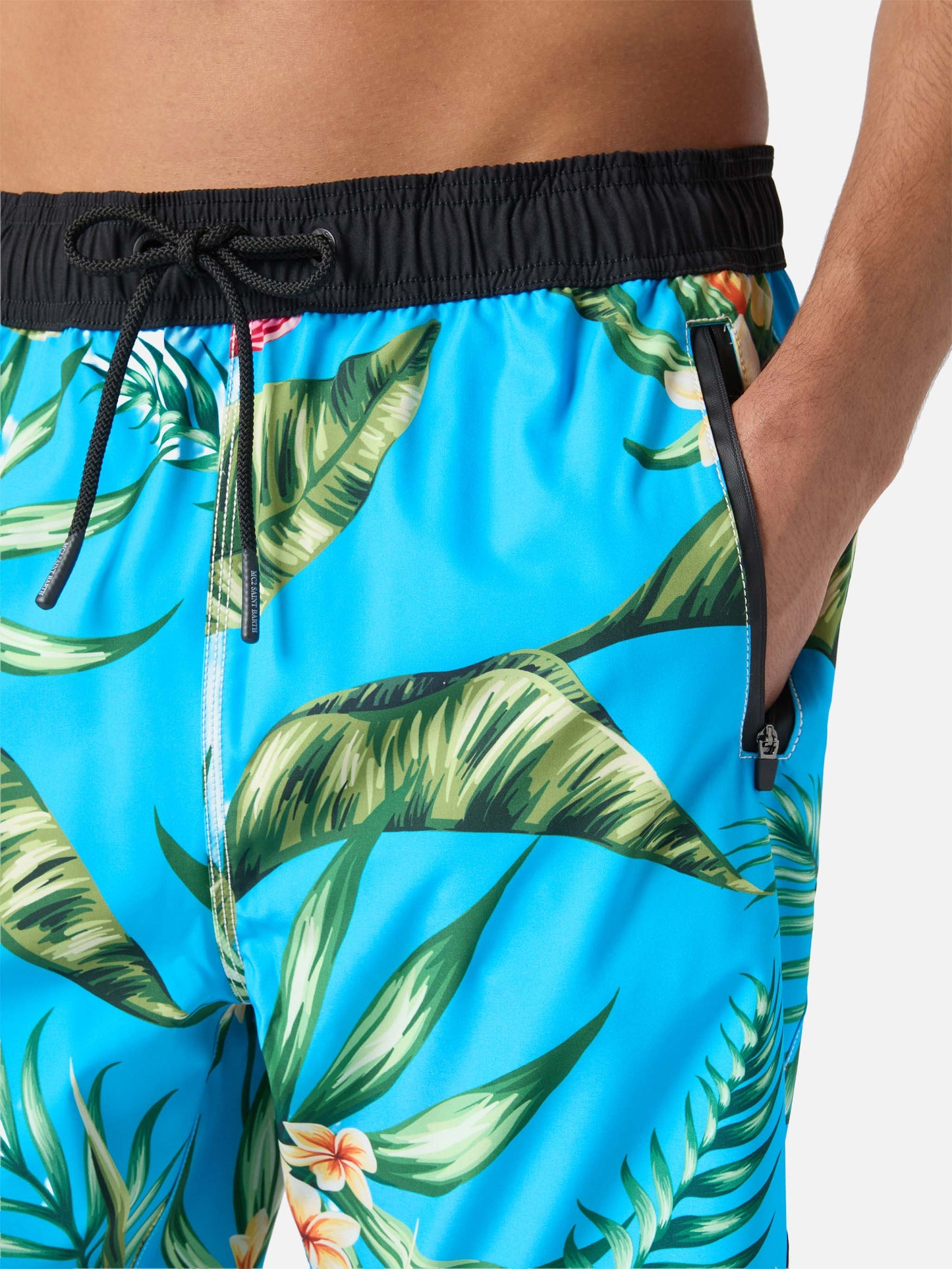 Floral print swim shorts surf style