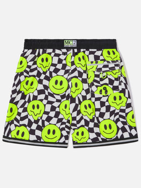 Lange Badeshorts für Jungen mit Groovy-Smile-Muster 