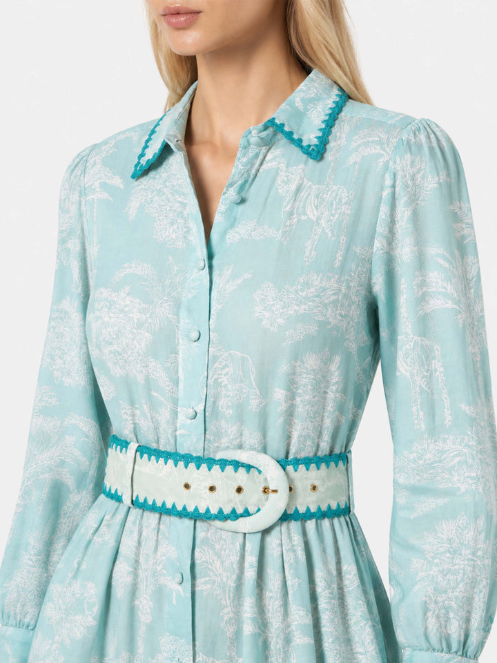 Robe longue en lin Marbella avec imprimé jungle 