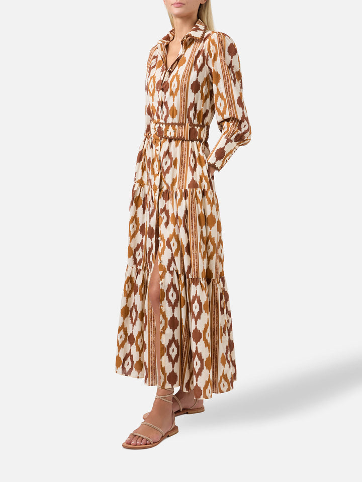 Long shirt dress Marbella with ikat print