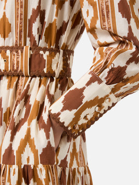 Long shirt dress Marbella with ikat print