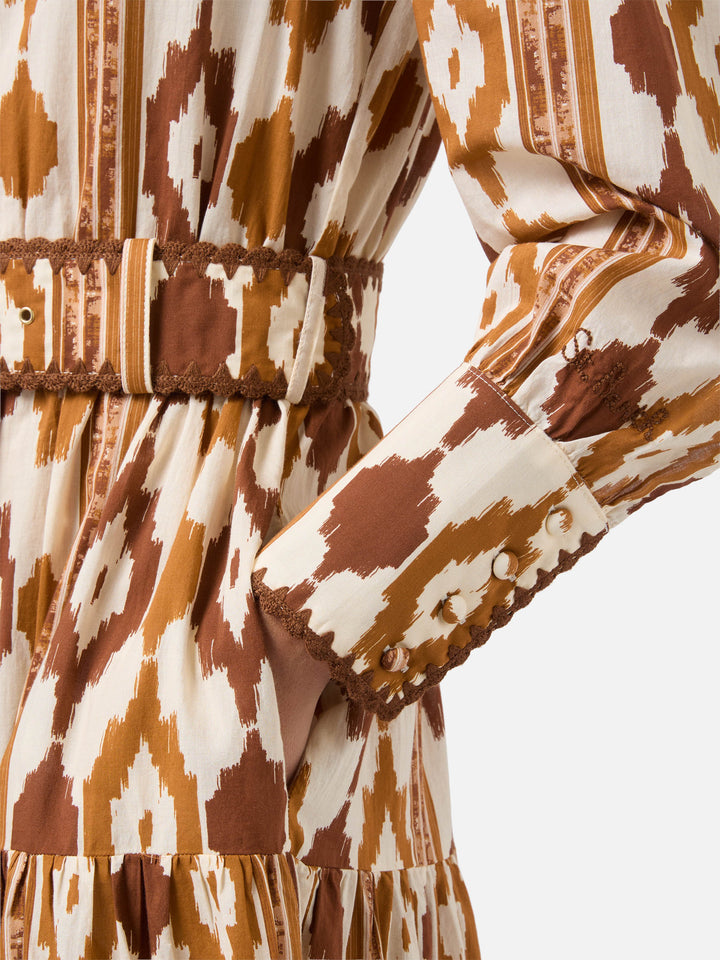 Long shirt dress Marbella with ikat print