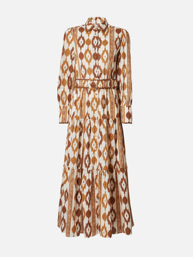 Long shirt dress Marbella with ikat print