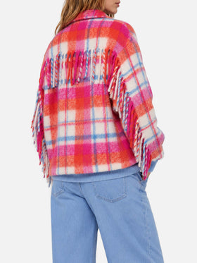 Giacca Marceline overshirt con frange tartan multicolor