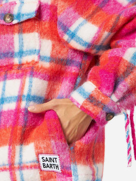 Giacca Marceline overshirt con frange tartan multicolor