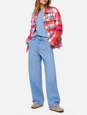 Sobrecamisa chaqueta Marceline tartan con flecos 