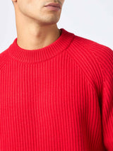 Maglione a coste rosso da uomo Marine