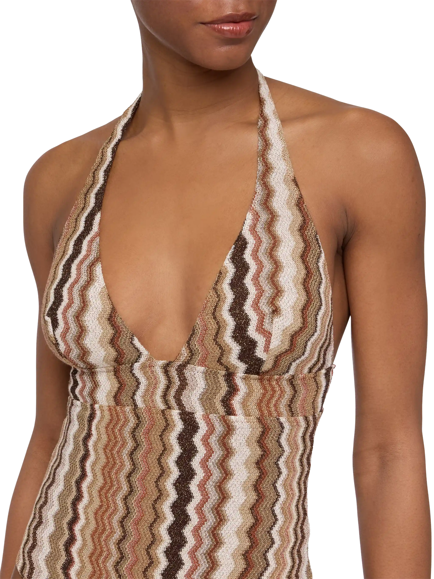 Marylin raschel chevron one-piece swimsuit
