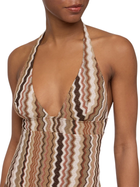 Marylin raschel chevron one-piece swimsuit