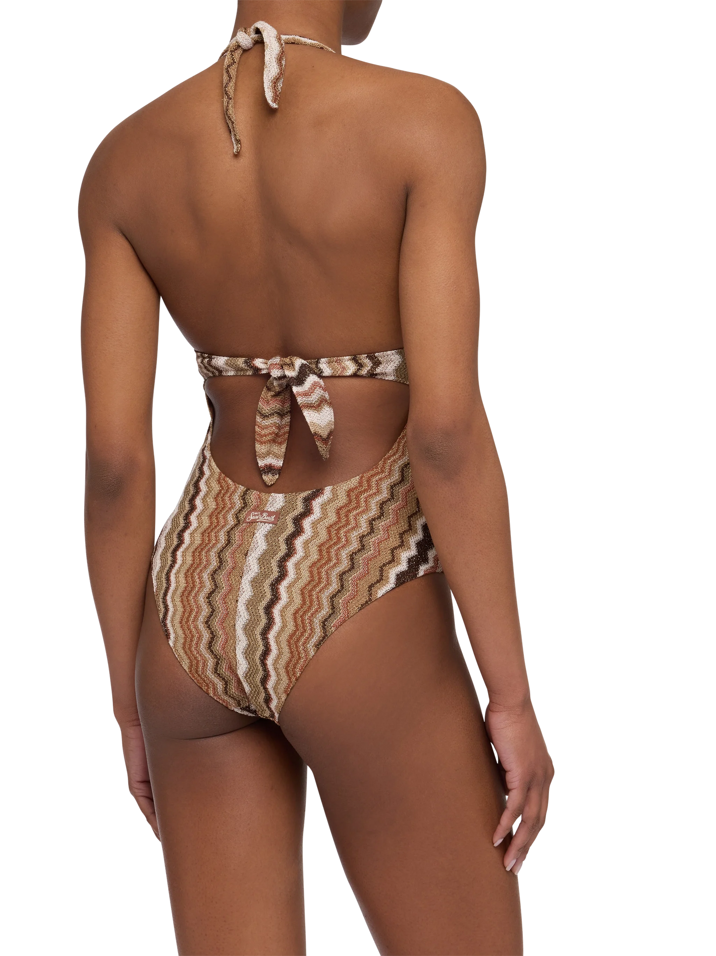 Marylin raschel chevron one-piece swimsuit
