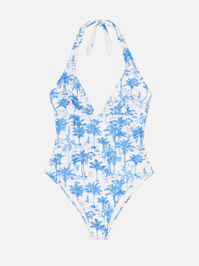 Einteiliger Badeanzug Marylin mit Toile-de-Jouy-Print