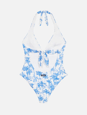 Einteiliger Badeanzug Marylin mit Toile-de-Jouy-Print
