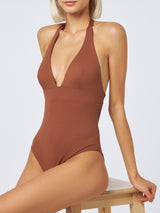 Woman brown one-piece Marylin swimsuit