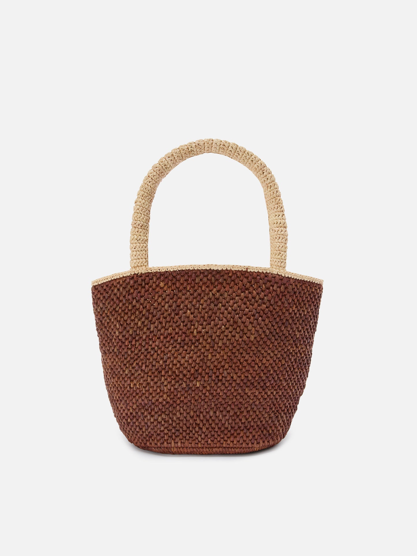 Brown Marcy raffia bag with tassel and embroidered logo