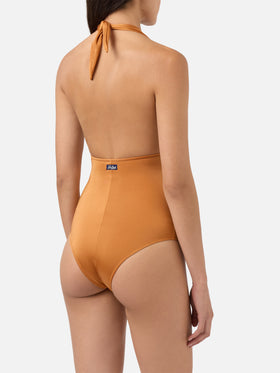 One piece swimsuit Marysol in shiny ochre