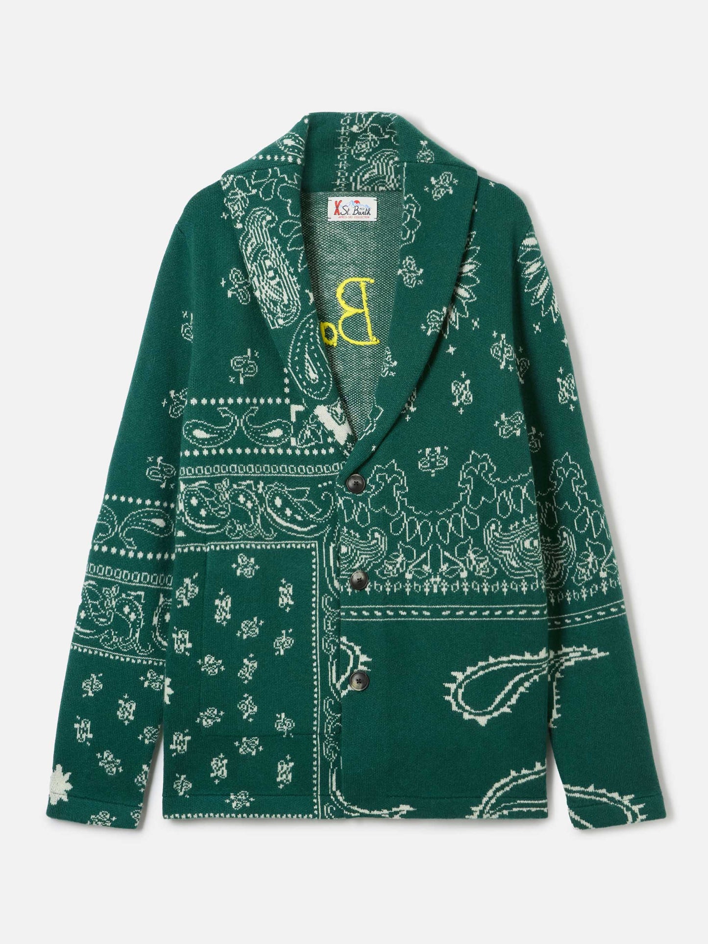 Giacca Max in maglia con jacquard bandana e ricamo