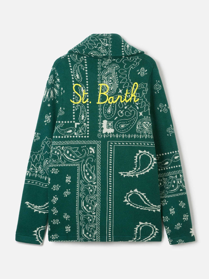 Strickjacke Max mit Bandana-Jacquard und Stickerei 