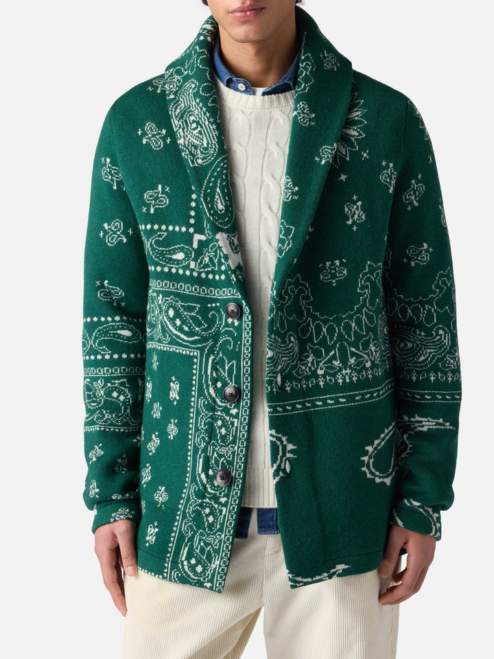 Giacca da uomo in maglia con jacquard bandana