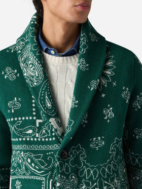 Giacca Max in maglia con jacquard bandana e ricamo