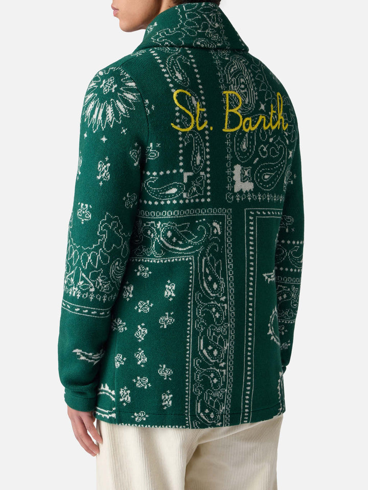 Giacca da uomo in maglia con jacquard bandana