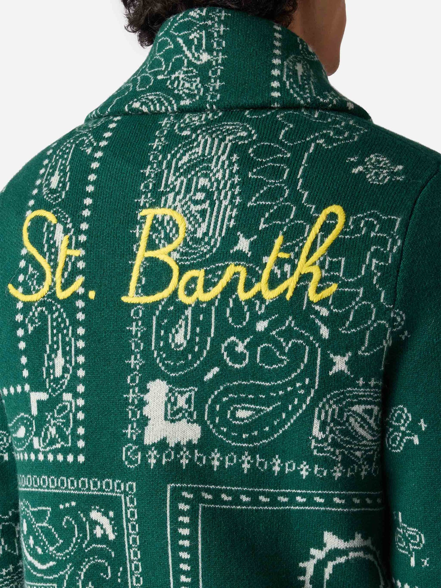 Giacca Max in maglia con jacquard bandana e ricamo