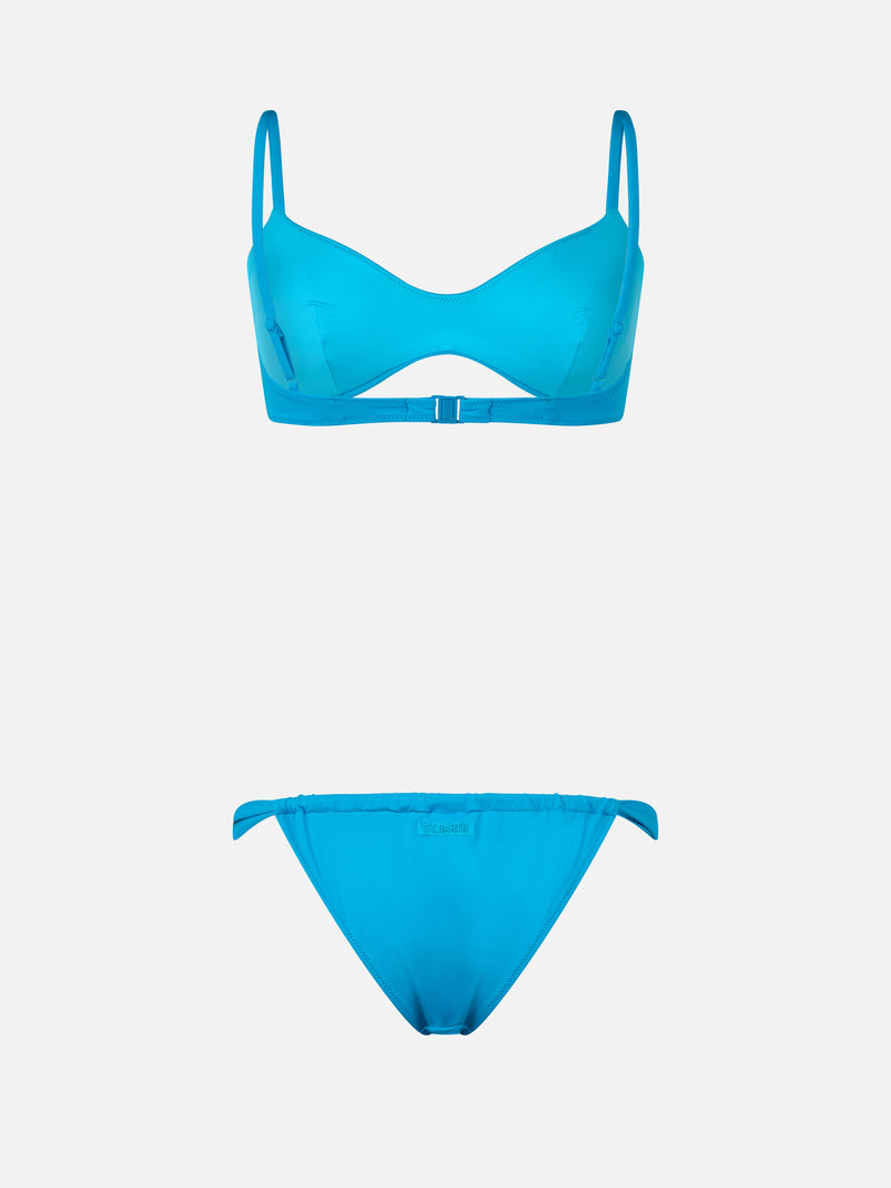 Woman turquoise scoop bralette bikini May Noelle
