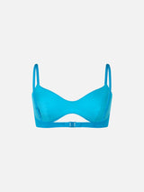 Top da spiaggia turchese da donna a bralette a scollo tondo May