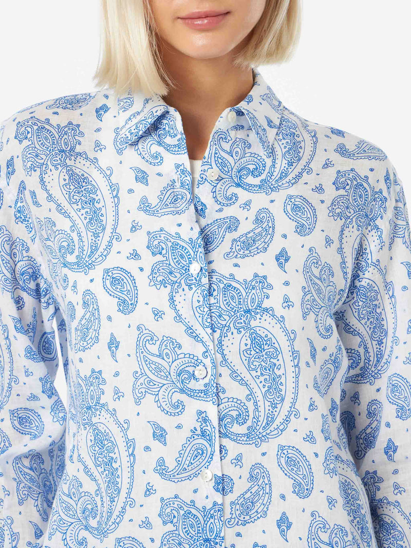 Camicia classica da donna in lino paisley Meredith