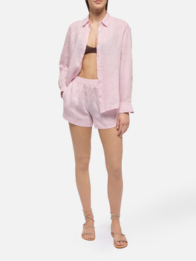 Camicia classica in lino Meredith rosa