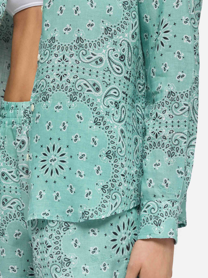 Meredith linen classic shirt with bandanna print